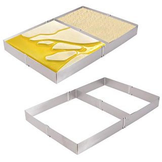 KINJOEK Square Cake Mold Ring, Retractable Stainless Steel Adjustable rectangular Mousse Cake Milk Bar Mold Cake DIY Baking Mould Tool