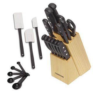 Farberware 22-Piece Never Needs Sharpening Triple Rivet High-Carbon Stainless Steel Cutlery Set, Assorted