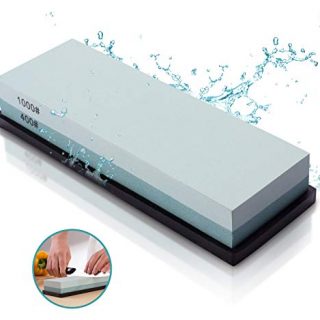 Sharpening Stone Whetstone Set 2 Side Grit 400/1000 Kitchen Knife Sharpener Stone with Non-Slip Rubber Base for Kitchen, Hunting, and Pocket Knives or Blades