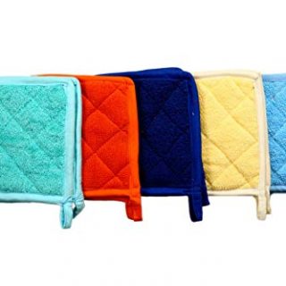 AP$COLLECTION 100% Cotton Terry Pot Holder Pack of 10 for Kitchen Everyday Basic Heat Resistant Coaster Potholder for Cooking and Baking Premium Quality Color (Multi-5)