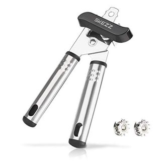 SKEZZ Kitchen Manual Can Opener Smooth Edge- 2020 Upgrade Heavy Duty Stainless Steel Can Opener, Easy Turn Knob Durable Handheld Can Opener with 2 Spare Blades