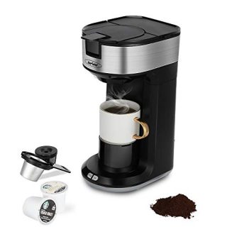 Coffee Maker, Single Serve Coffee Maker and Tea Brewing System for Single Cup Pod, Ground Coffee &Tea, 4-IN-1 Fast Brewing Coffee Machine with Height Regulator , 6 to 14 oz. Brew Sizes, Black