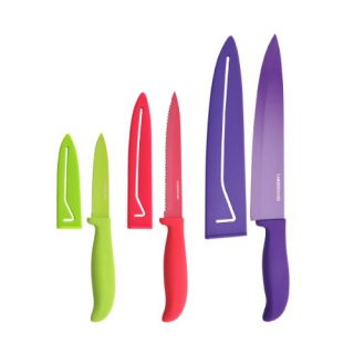 Farberware Classic Color 6-Piece Non-Stick Resin Knife Set, 0, Red/Green/Purple