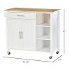 HOMCOM Wooden Rolling Kitchen Storage Island - Image 8