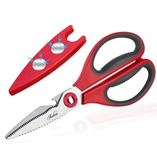 ACELONE Titanium Coating Kitchen Scissors - Heavy Duty Utility, Detachable Stainless Steel Multi-purpose Shears Come Apart Shears For Poultry, Chicken, Meat,Vegetables-with Magnetic Holder (red)