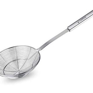 Tenta Kitchen Stainless Steel Spider Strainer Wire Strainer Skimmer Colander, Stainless steel Handle with hook (7 inch 1pc)