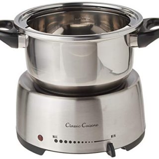 Stainless Steel Fondue Pot Set- Melting Pot Cooker and Warmer for Cheese, Chocolate and More- Kit Includes 8 Forks By Classic Cuisine -Dishwasher Safe