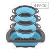 Homeries Kitchen Collapsible Colander (Set of 4) – One 6-Quart, Two 4-Quart & One 2-Quart Folding Silicone Food Strainer with Ergonomic Handles – Perfect for Draining Pastas, Spaghetti, Vegetables,