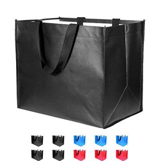 Large Reusable Grocery Bags 10 Pack Heavy Duty, Reinforced Handles with X Stitching Hold 50 lbs, Durable Shopping Tote Bags Foldable, Washable & Eco-Friendly, 10 Years Warranty, 3 Colors