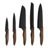 Hecef Kitchen Knife Set,Stainless Steel Super Sharp Blade Chef Knife Set with Food Grade Black Color Coating,Includes Chef,Bread,Santoku,Utility and Paring Knife with Matching Blade Guards
