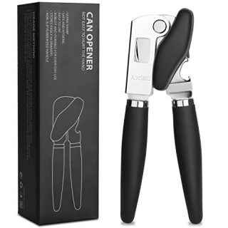 Can Opener Manual, Can Opener Handheld Smooth Edge, Bottle Opener Stainless Steel with Ergonomic Long Handle Ideal for Seniors with Arthritis
