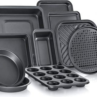 PERLLI 10-Piece Non-Stick Bakeware Set, Includes Oven Crisper