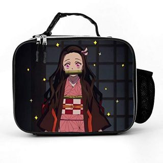 Demon Slayer Anime Durable Lunch Tote Bag for Women Men Kids, Reusable Cooler Lunch Box Soft Detachable Handle Bag for Work Picnic School Beach