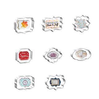 Cookie Cutters Set of 8 pcs, Stainless Steel Wedding Frame Cookie Cutter Mold Set, Blessing Boxes Shaped Cartoon Baking Mold Pastry Biscuit Cake Fondant Decorations Mould Kitchen Tool for Baking DIY