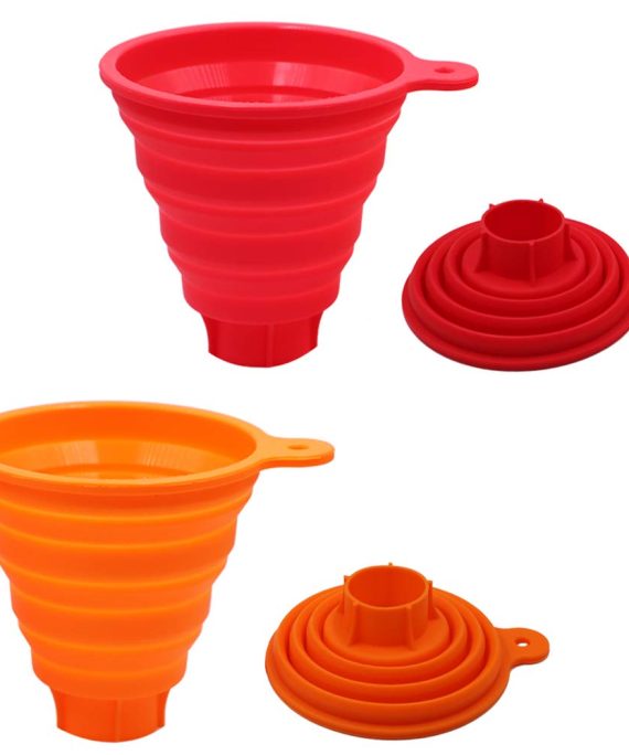 Silicone Collapsible Funnel for Jars, 2 Pack Large Kitchen Funnels for Wide Mouth Regular Bottles, Food Grade Hopper for Canning of Liquid Powder Solid Bean Jam Spice - Use for Cooking Baking