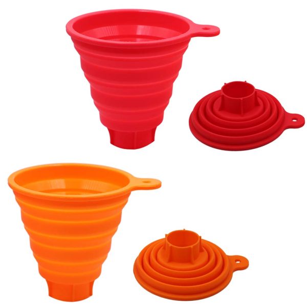 Silicone Collapsible Funnel for Jars, 2 Pack Large Kitchen Funnels for Wide Mouth Regular Bottles, Food Grade Hopper for Canning of Liquid Powder Solid Bean Jam Spice - Use for Cooking Baking