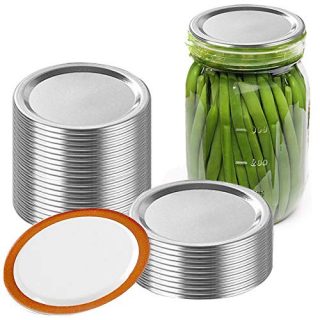 24pcs Wide Mouth Canning Lids Bands, Split-Type Leak Proof for Mason Jar Canning Lids Kitchen Food Container Covers, Easy Clean(24pcs Lids)