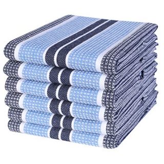 Honeycomb Stripe Kitchen Towel 18x28inch Navy/ Sky Blue