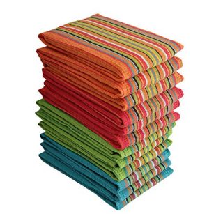 DG Collections Kitchen Dish Towels, 100% Natural Cotton, Set of 12 (16x28 Inches), Multi-Purpose Kitchen Towels, Very Soft, Highly Absorbent, Lint Free, Waffle Design Tea Towels for Kitchen Decor