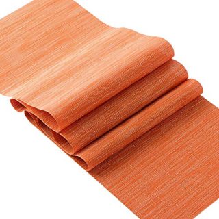 OSVINO Stylish Rectangular Multi-Color Bamboo Braided Stain Resistant Hotel Home Kitchen Dining Table Runner Mat, Orange, 1xTable Runner