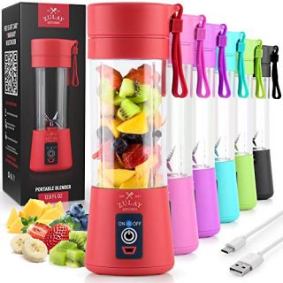 Zulay Portable Blender For Shakes And Smoothies - USB Rechargeable Portable Smoothie Blender Small For Travel - 13oz Capacity Personal Mini Blender Portable - Red