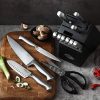 Marco Almond KYA28 14-Piece Japanese High Carbon Stainless Steel Knife Set with Self-Sharpening Block – Professional Kitchen Cutlery Gift Set 🔪🍽️ - Image 4