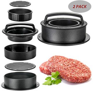 OAMCEG Burger Press Patty Maker, 2 Pcs 3 in 1 Hamburger Mold Kit to Make Stuffed Burger, Sliders Burger, Beef Burger, Regular Burger Patties Cookery Mold Non Stick Kitchen Barbecue Tool