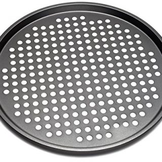 KAIYEE Nonstick Carbon Steel Pizza Tray Pizza Pan with Holes, 13 Inch