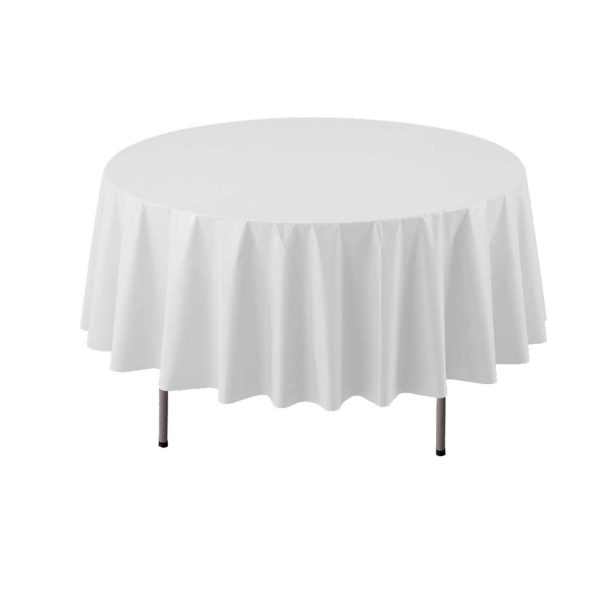 Party Essentials ValuMost Round Plastic Table Cover Available in 16 Colors, 84", White