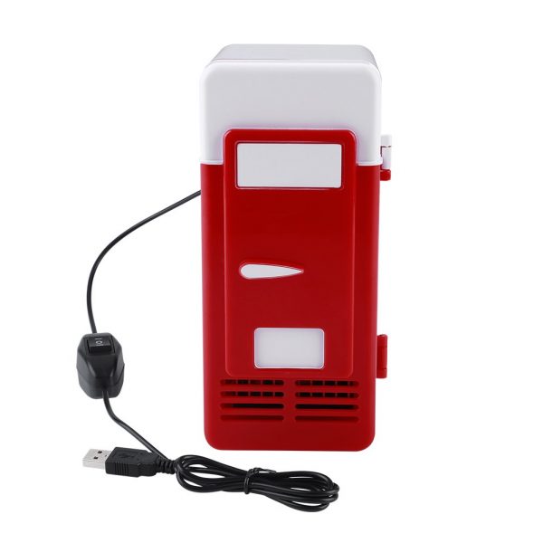Mini USB Refrigerator Cooler Beverage Drink Cans Refrigerator and Heater for Office Desktop Hotel Home Car (Red)