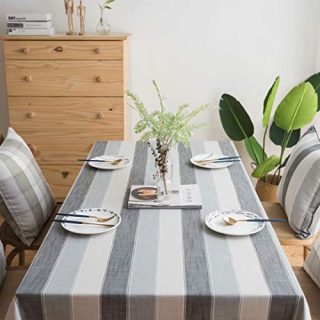 Shanglist Cotton Striped Oblong Tablecloth Rustic Tablecover for Kitchen Dinning Table,55x86
