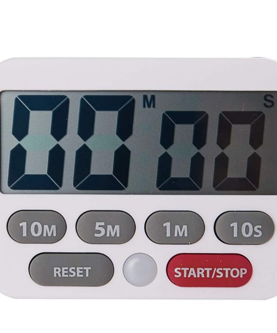 Kitchen Timer Digital Stopwatch Countdown Timer with Loud Alarm, Big Digitals, LCD Display, Mute Function, and Magnetic Back Stand for Cooking, Classroom, Office, Workout White