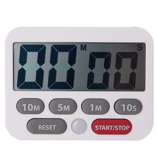 Kitchen Timer Digital Stopwatch Countdown Timer with Loud Alarm, Big Digitals, LCD Display, Mute Function, and Magnetic Back Stand for Cooking, Classroom, Office, Workout White