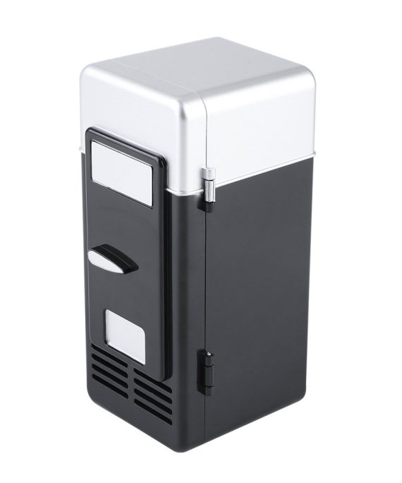 Mini USB Fridge - LED USB Refrigerator - Portable Compact Refrigerator - Drinks Beverage Cans,Refrigerator and Heater - For Home,Office, Car(Black)