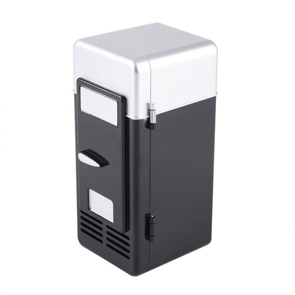 Mini USB Fridge - LED USB Refrigerator - Portable Compact Refrigerator - Drinks Beverage Cans,Refrigerator and Heater - For Home,Office, Car(Black)