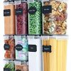 Chef's Path Airtight Food Storage Container Set - 14 PC - Kitchen & Pantry Organization - BPA-Free - Plastic Canisters with Durable Lids Ideal for Cereal, Flour & Sugar - Labels, Marker & Spoon Set