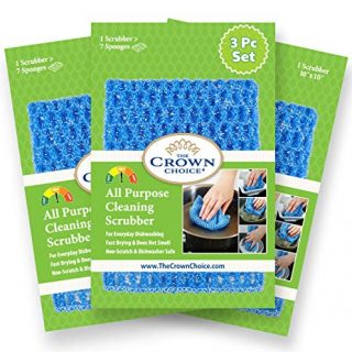 The Crown Choice NO Odor Dish Cloth for All Purpose Dish Washing (3PK) | No Mildew Smell from Sponges, Scrubbers, Wash Cloths, Rags, Brush | Outlast Any Kitchen Scrubbing Sponge or Cotton Dishcloth