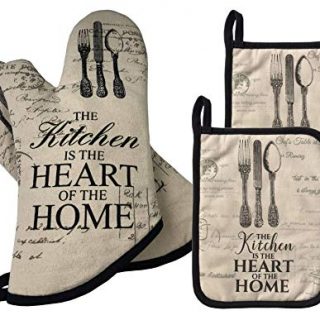 GREVY Quilted Cotton Pot Holders with Pocket Heat Resistant Oven Mitts for Cooking or Baking,7x9,Set of 4 (4 PCS Kitchen Sets)