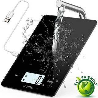 KOIOS USB Rechargeable Food Scale, Waterproof Kitchen Scale, 0.04oz/1g Precise Graduation Digital Scale for Cooking Baking, High Accuracy Food Scale Target in Grams, Ounces, and Liquid