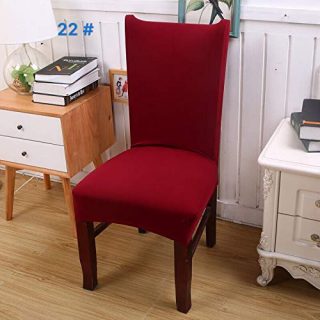 Argstar 2 Pack Chair Covers, Stretch Armless Chair Slipcover for Dining Room Seat Cushion, Spandex Kitchen Parson Chair Protector Cover, Removable & Washable, Wine