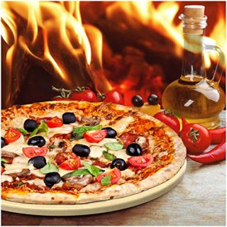 Pizza Stone for Best Crispy Crust Pizza, The Only Stoneware with Thermarite (Engineered Tuff Cordierite). Durable, Certified Safe, Ovens & Grills 16 Round, Bonus Recipe Ebook & Free Scraper