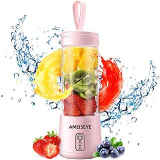 USB Rechargeable Portable Blender, 2020 Updated Personal Size Blender, Mini Blender for Smoothie Fruit Juice Milk Shakes,410ml, with Six Blades,for Sports,travel,gym,home and Office (pink2).…