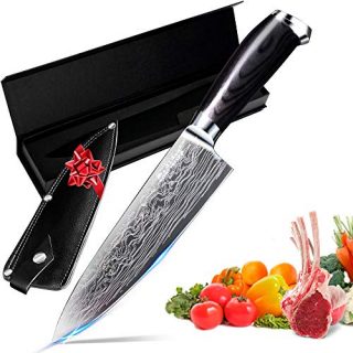 8 Inch Multi Purpose Chef Knife Razor Sharp Kitchen Knife for Carving, Slicing & Chopping Colour Wood Great Ergonomic Handle Professional Cooking Kitchen Knives