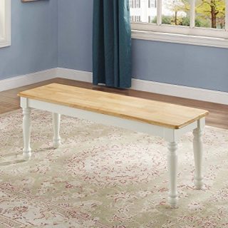 White and Natural Lane Farmhouse Bench