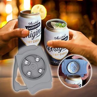 Go Swing Topless Can Opener,Easy Drink Opener,Beer Top Opener,Draft Top Beer Opener, Portable Jar Opener,Effortless Opener for Household Kitchen Picnic Bar for 8-19 OZ Beverage Cans (Gray)