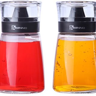 5.5oz Oil and Vinegar Cruets - Glass Dispensers for Oil and Vinegar with Sealing Caps - 2 Pc Set