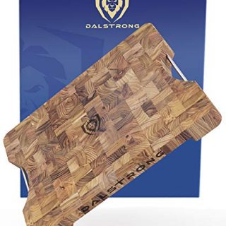 DALSTRONG Lionswood End-Grain Teak Cutting & Serving Board - w/Steel Carrying Handles - Two Sizes - Gift Packaging (Medium (15.8" x 11.8"))