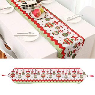 WIOR Christmas Table Runner Kitchen Runner Cloth Soft & Comfortable Xmas Dinner Table Runners with Tassel for Home Christmas Party Decoration (70 14inch)