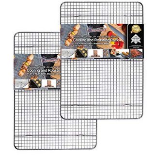 Kitchenatics 100% Stainless Steel Cooling, Roasting & Baking Racks fit Standard Half Sheet Pans - Heavy Duty, Wire Metal Racks, Oven, Grill & Dishwasher Safe for Cooking, BBQ (11.8" x 16.9" Set of 2)