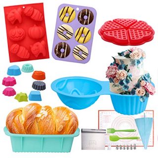 Nonstick Silicone Bakeware Set with Donut Pans